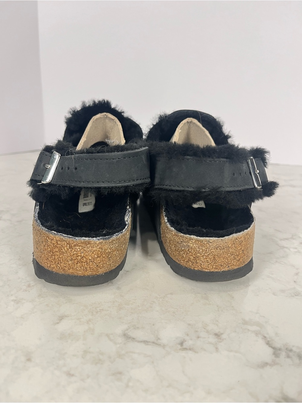 Birkenstock Tokio Shearling Clog with Silver Buckle and black oiled leather - Picture 9 of 9